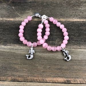 Pink Seaglass Bracelet Set
